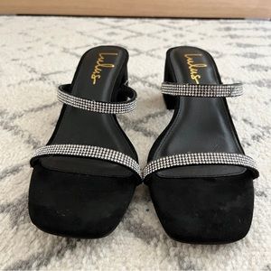 lulu’s black and silver sparkly heels